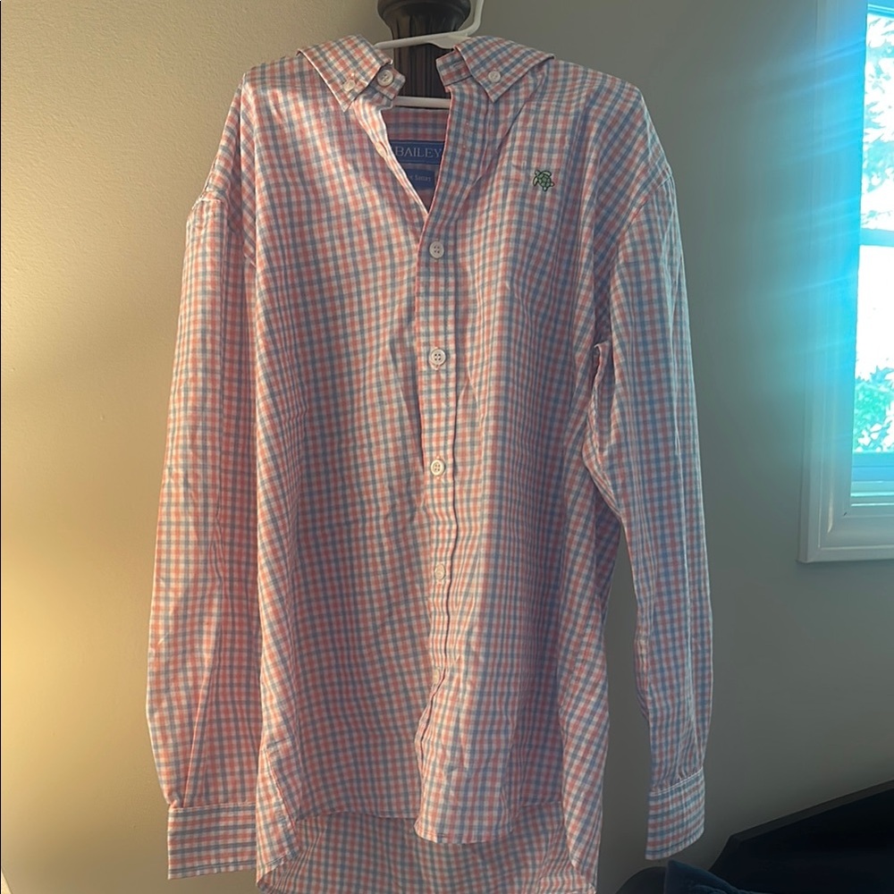 Pink and Blue Checkered Button Down Shirt